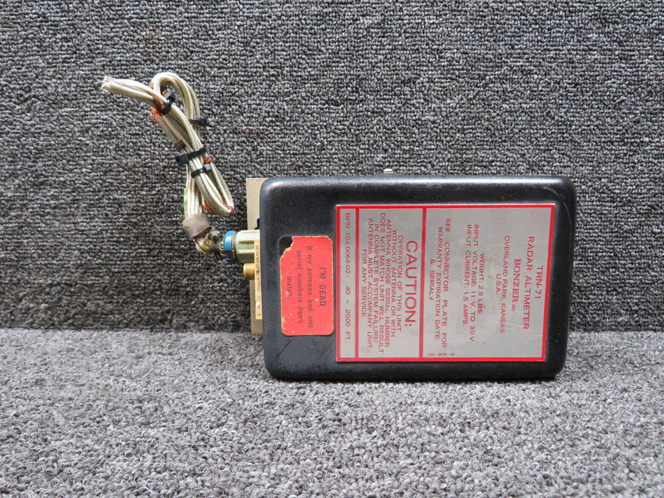 104-0064-02 Bonzer TRN-71 Radar Altimeter (Voltage: 11-30, Range: 40-2000 FT)