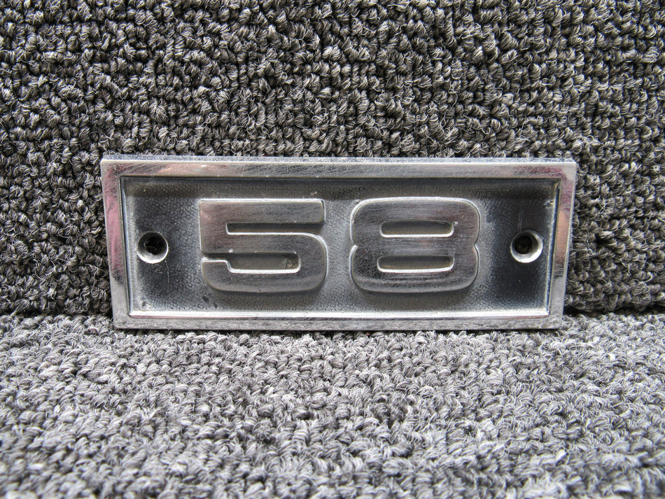 Beechcraft 58 Model Identification Placard