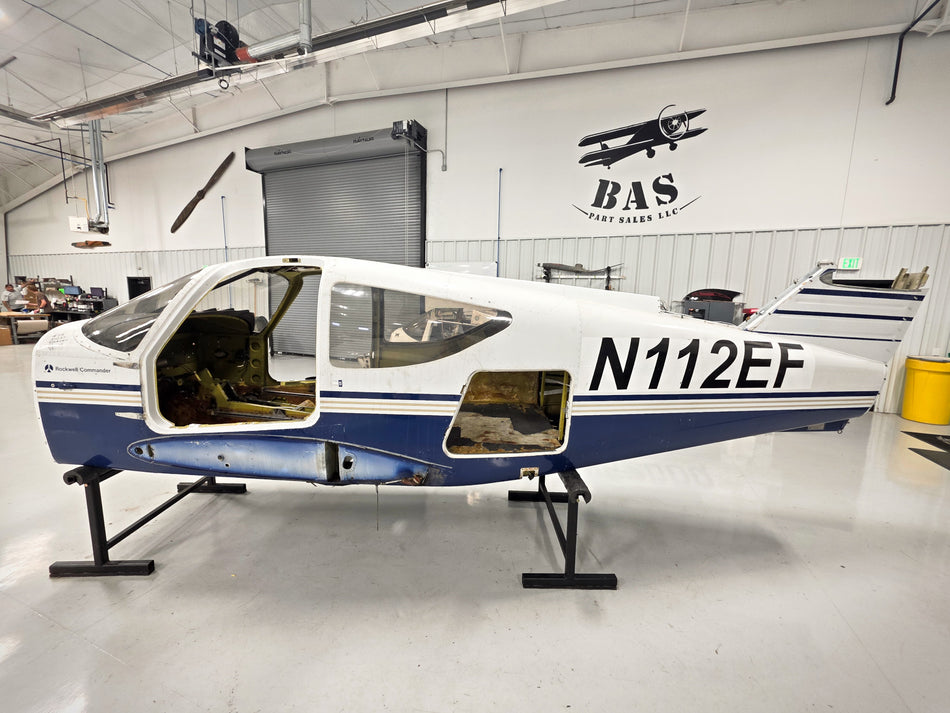 Rockwell 112 Fuselage with Bill of Sale, Data Tag Airworthiness & Logbooks