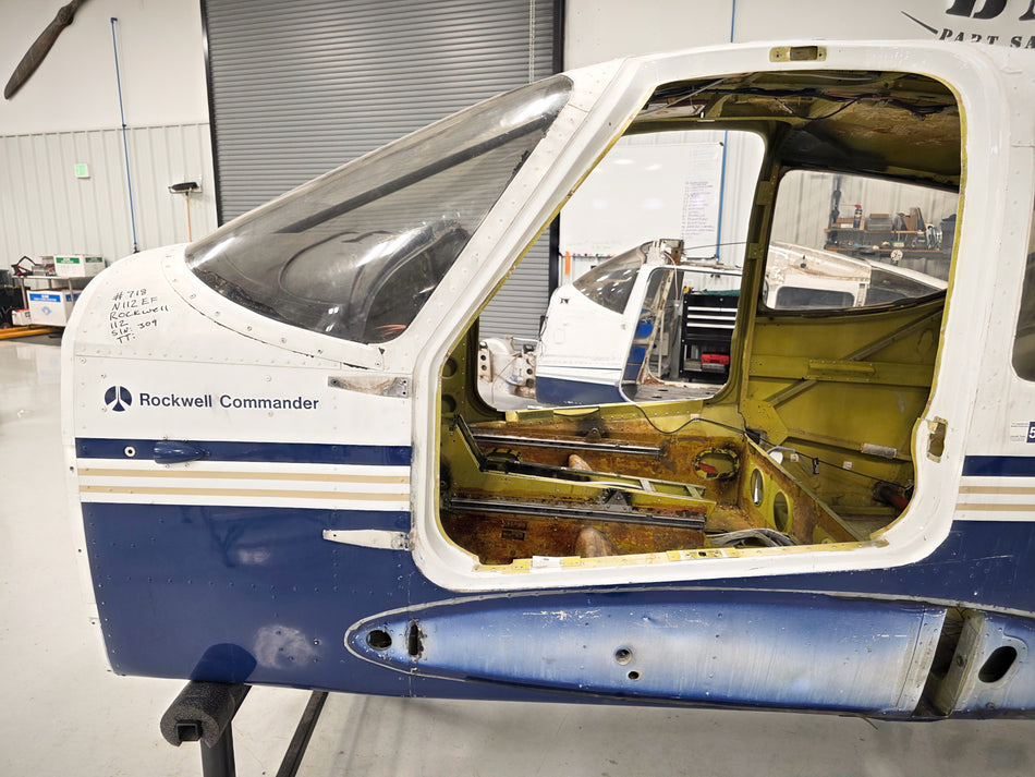 Rockwell 112 Fuselage with Bill of Sale, Data Tag Airworthiness & Logbooks