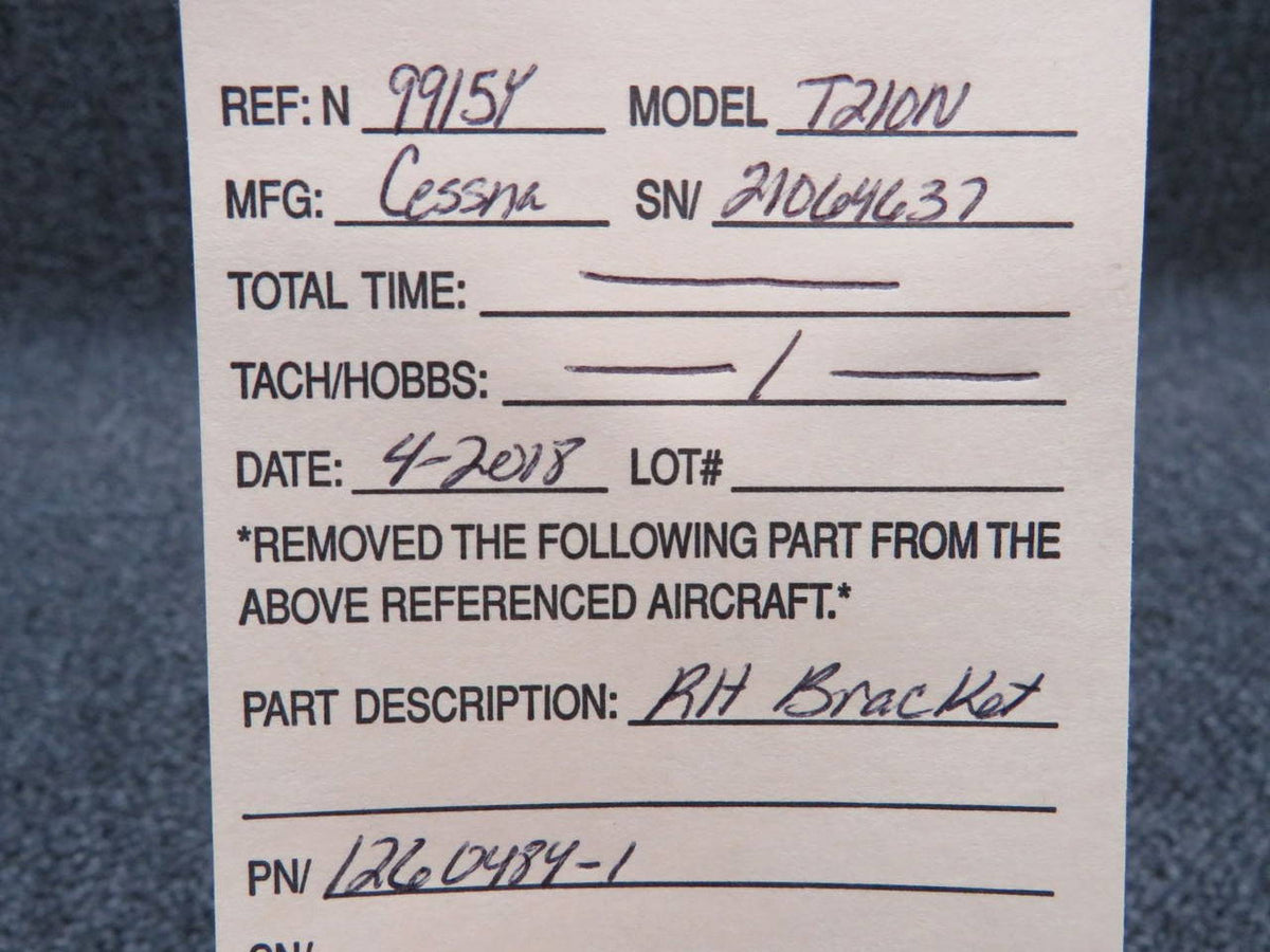 1260484-1 Cessna T210N Bracket RH BAS Part Sales | Airplane Parts