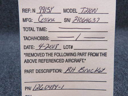 1260484-1 Cessna T210N Bracket RH BAS Part Sales | Airplane Parts