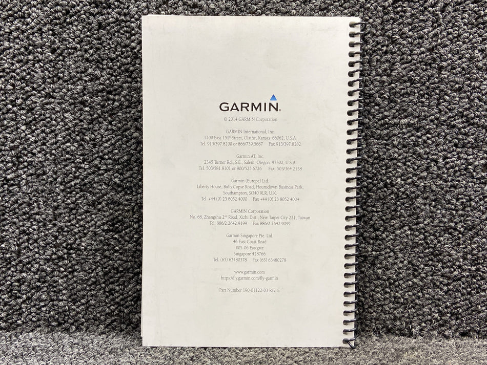 190-01122-03 Garmin ADS-B Transceiver Pilots Guide (Year: 2014, Revision: E)
