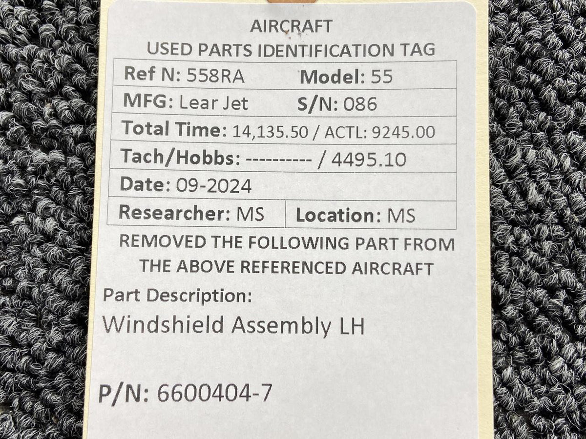 Learjet 6600404-7 Lear Jet 55 Windshield Assembly LH