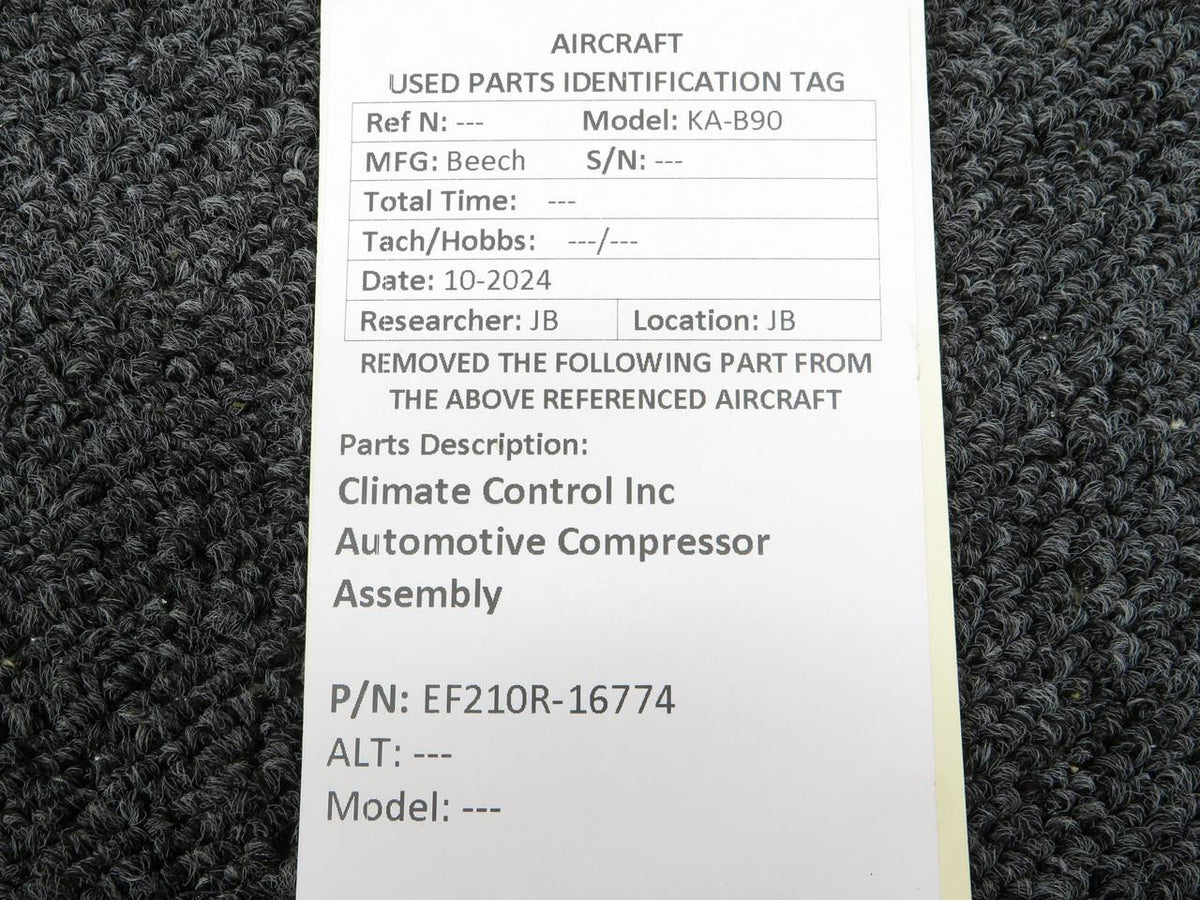 Climate Control EF210R-16774 Climate Control Inc Automotive Compressor Assembly