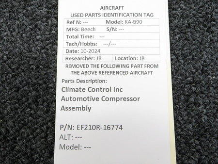 Climate Control EF210R-16774 Climate Control Inc Automotive Compressor Assembly