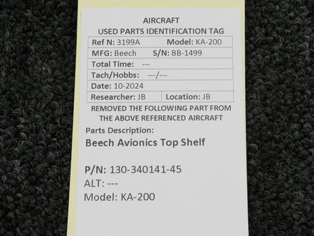 Beechcraft Parts 130-340141-45 Beech KA-200 Avionics Top Shelf