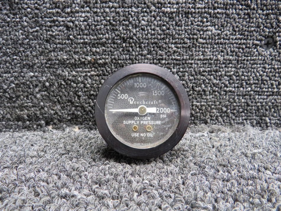 800322 Beechcraft Oxygen Supply Pressure Indicator (Black) (Cracked Face)