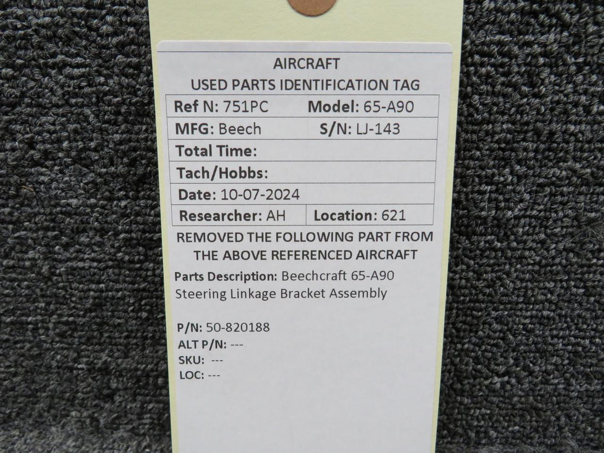 Beechcraft Parts 50-820188 Beechcraft 65-A90 Steering Linkage Bracket Assembly