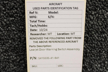 Learjet 5415535-41-641 Learjet Door Warning Switch Assembly
