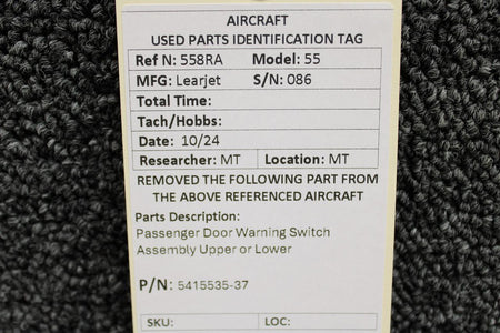Learjet 5415535-37 Learjet 55 Passenger Door Warning Switch Assembly Upper or Lower