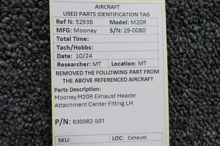 Mooney Aircraft Parts & Accessories 630082-501 Mooney M20R Exhaust Header Attachment Center Fitting LH