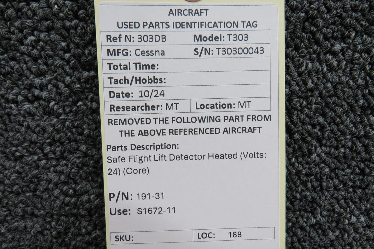 Safe Flight 191-31 (Use: S1672-11) Safe Flight Lift Detector Heated (Volts: 24) (Core)