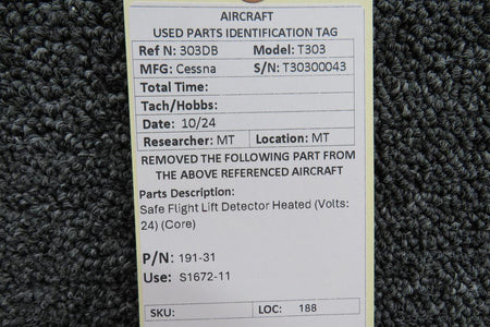 Safe Flight 191-31 (Use: S1672-11) Safe Flight Lift Detector Heated (Volts: 24) (Core)