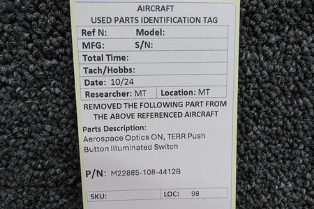 Aerospace Optics M22885-108-4412B Aerospace Optics ON, TERR Push Button Illuminated Switch