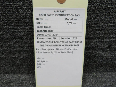 skinner Skinner Purifiers Air Filter Assembly (Worn Data Plate)
