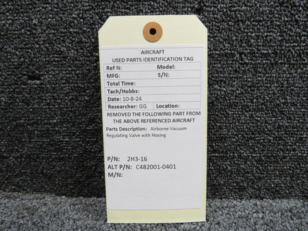 Airborne 2H3-16 (Alt: C482001-0401) Airborne Vacuum Regulating Valve with Hosing