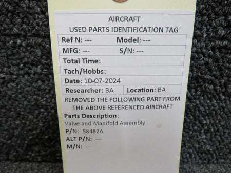 Does Not Apply 58482A Valve and Manifold Assembly