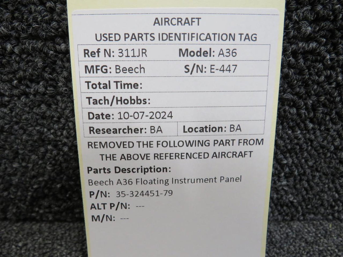 Beechcraft Parts 35-324451-79 Beechcraft A36 Floating Instrument Panel