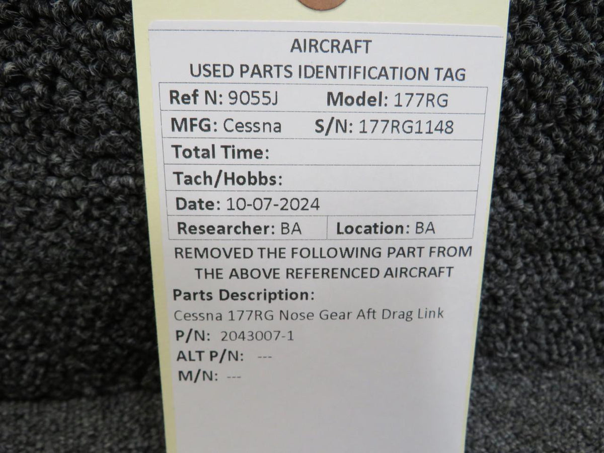 Cessna Aircraft Parts 2043007-1 Cessna 177RG Nose Gear Aft Drag Link