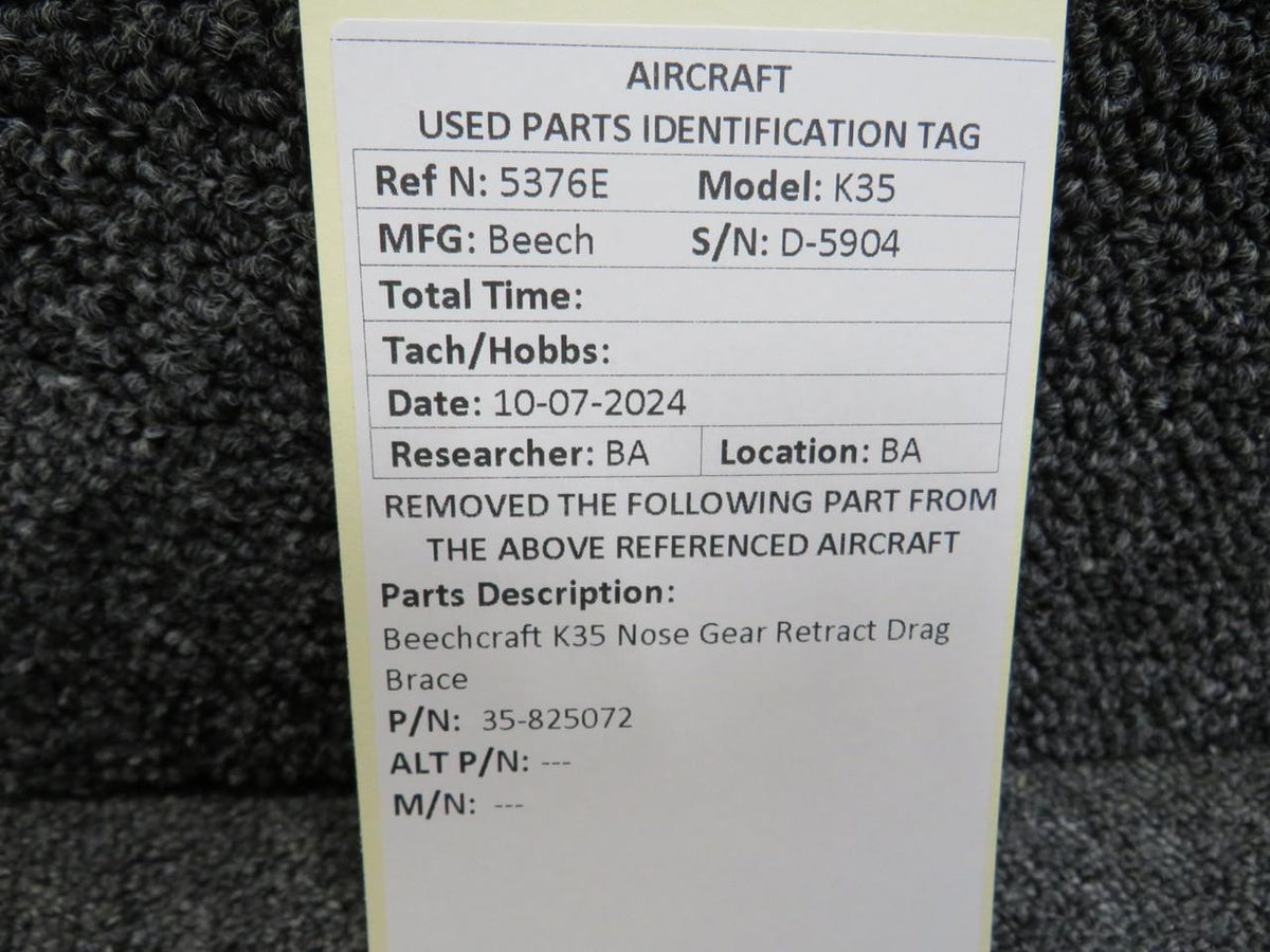 Beechcraft Parts 35-825072 Beechcraft K35 Nose Gear Retract Drag Brace