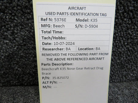 Beechcraft Parts 35-825072 Beechcraft K35 Nose Gear Retract Drag Brace