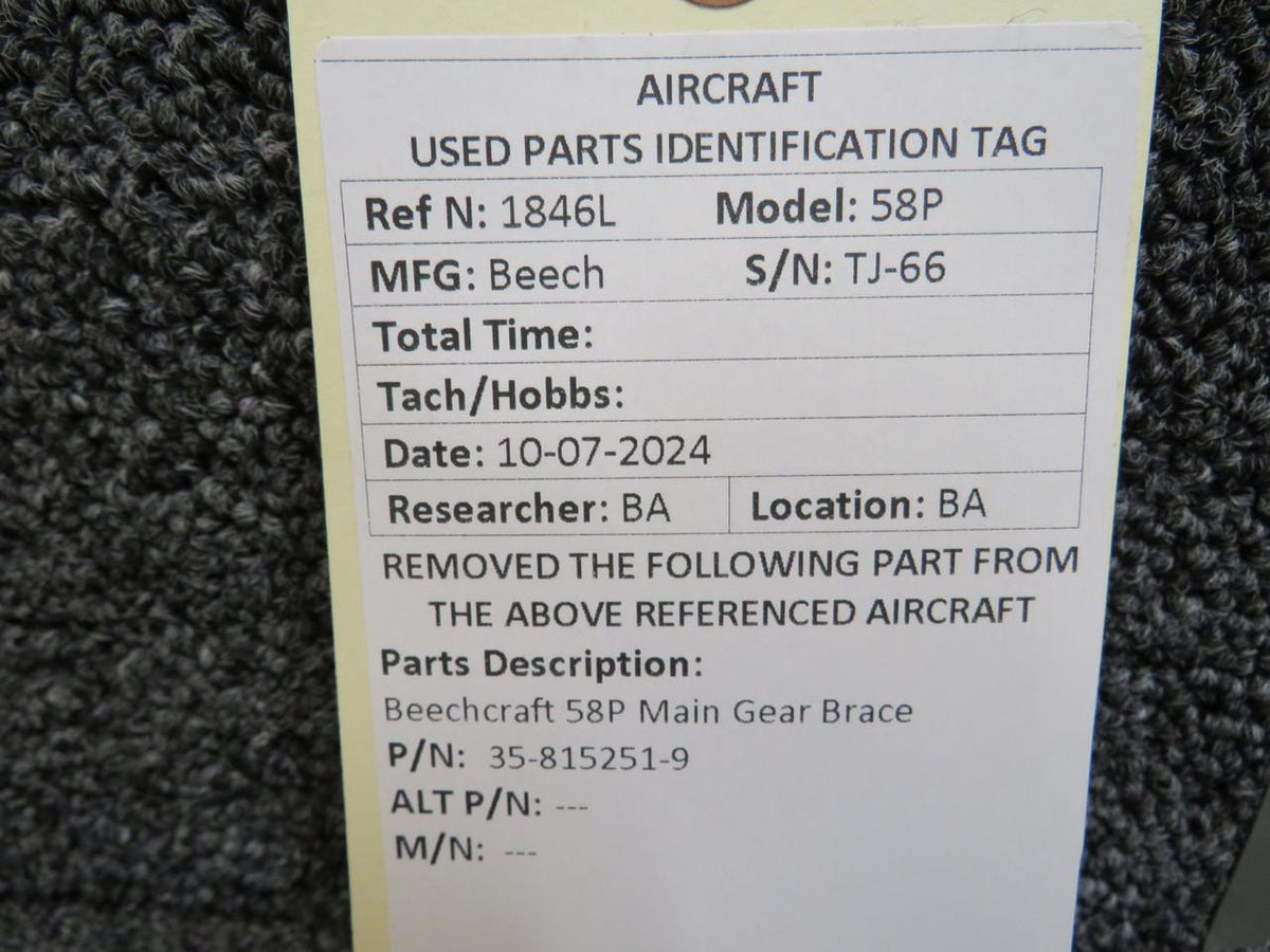 Beechcraft Parts 35-815251-9 Beechcraft 58P Main Gear Brace