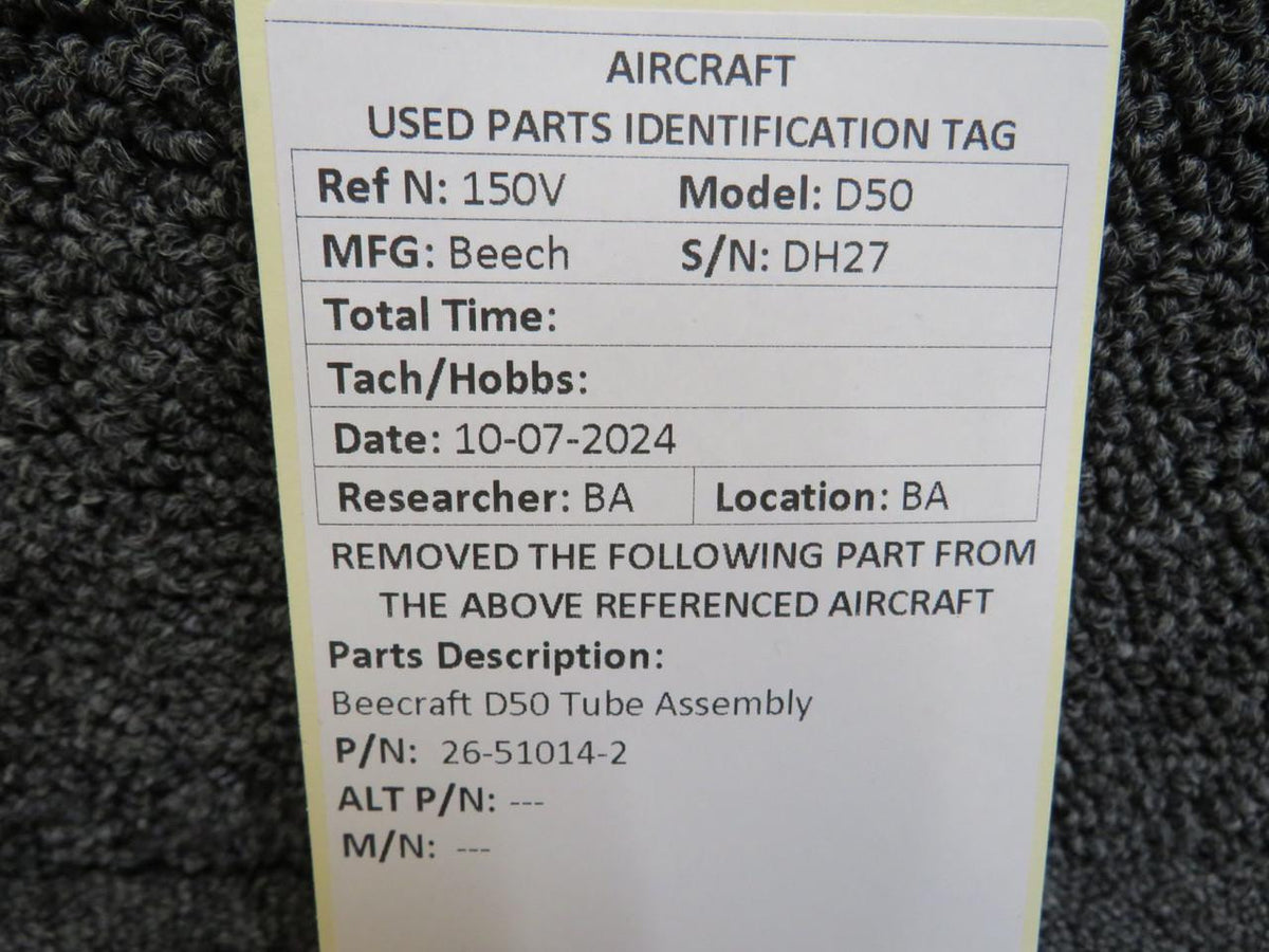 Beechcraft Parts 26-51014-2 Beechcraft D50 Tube Assembly
