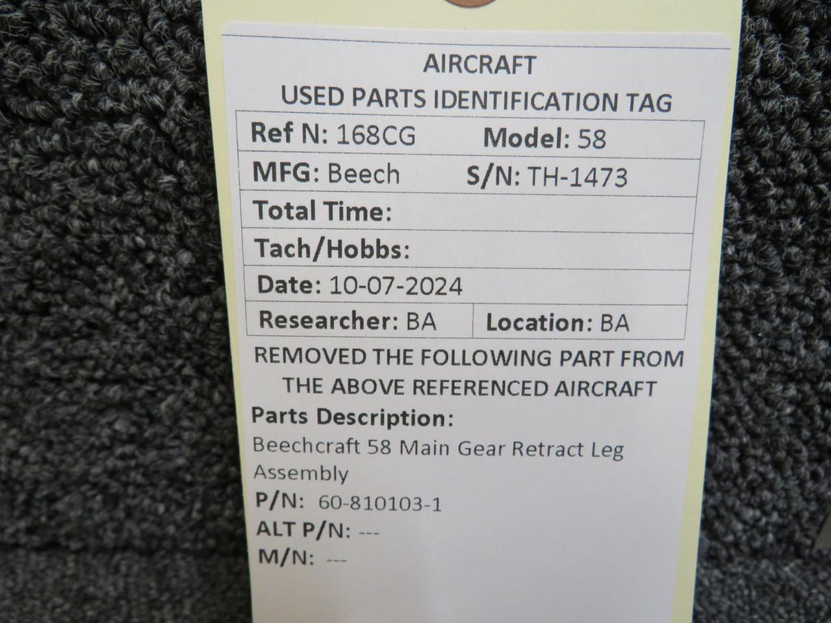 Beechcraft Parts 60-810103-1 Beechcraft 58 Main Gear Retract Leg Assembly