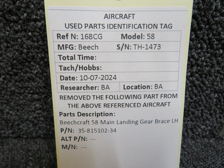 Beechcraft Parts 35-815102-34 Beechcraft 58 Main Landing Gear Brace LH