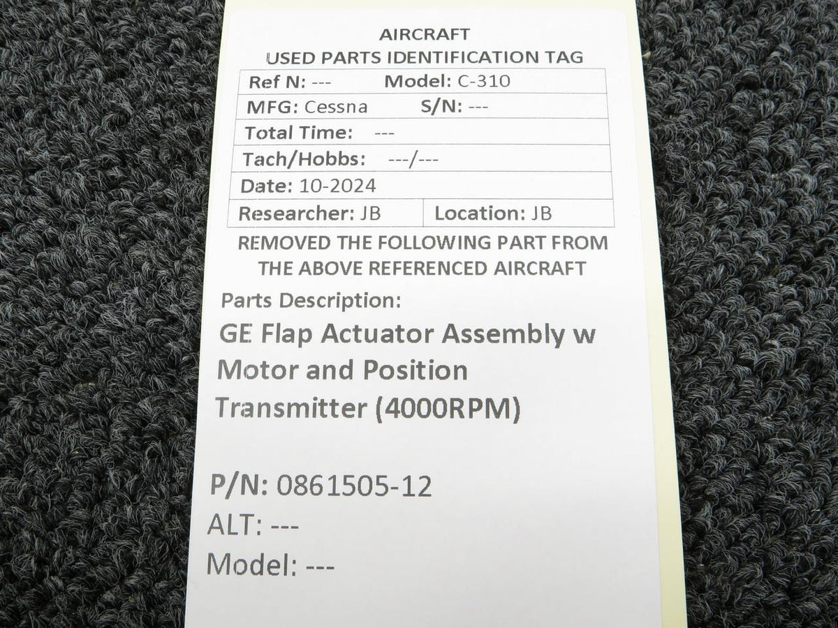 General Electric 0861505-12 GE Flap Actuator Assembly w Motor and Position Transmitter (4000RPM)