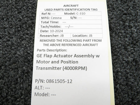 General Electric 0861505-12 GE Flap Actuator Assembly w Motor and Position Transmitter (4000RPM)
