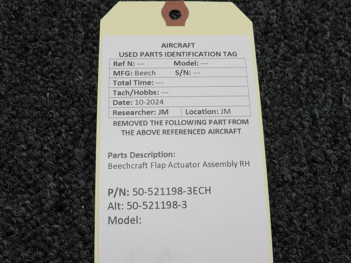 Beechcraft Parts 50-521198-3ECH (Alt: 50-521198-3) Beechcraft Flap Actuator Assembly LH