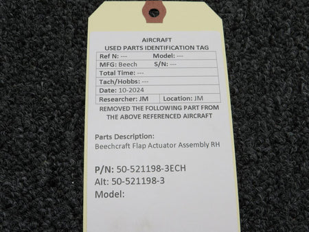 Beechcraft Parts 50-521198-3ECH (Alt: 50-521198-3) Beechcraft Flap Actuator Assembly LH