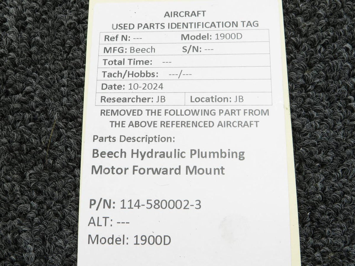 Beechcraft Parts 114-580002-3 Beech 1900D Hydraulic Plumbing Motor Forward Mount