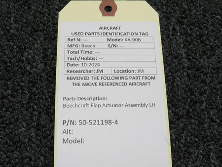 Beechcraft Parts 50-521198-4 Beechcraft Flap Actuator Assembly LH