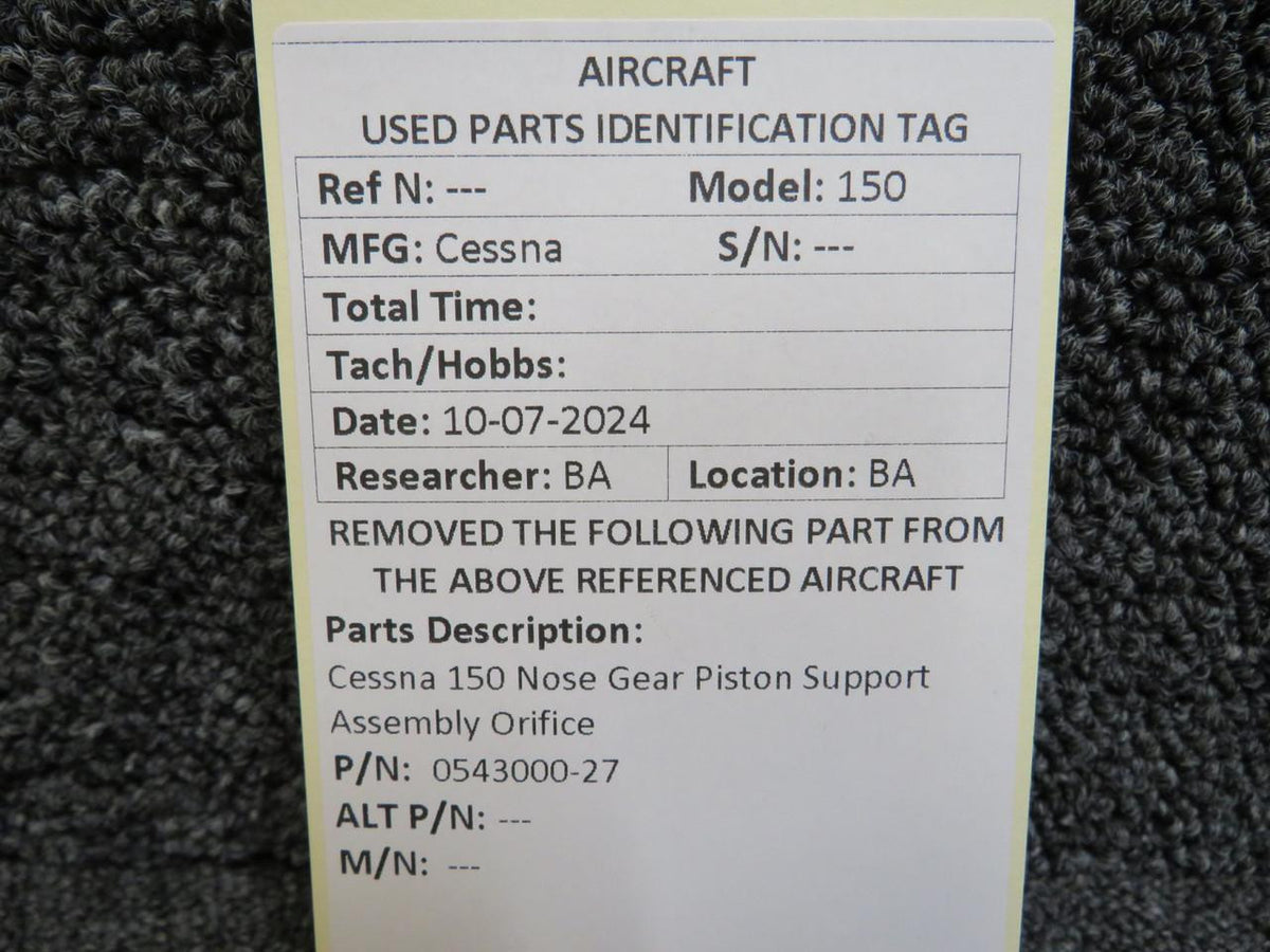 Cessna Aircraft Parts 0543000-27 Cessna 150 Nose Gear Piston Support Assembly Orifice