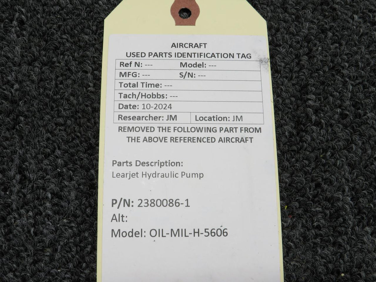 Learjet 2380086-1 Learjet Type OIL-MIL-H-5606 Hydraulic Pump