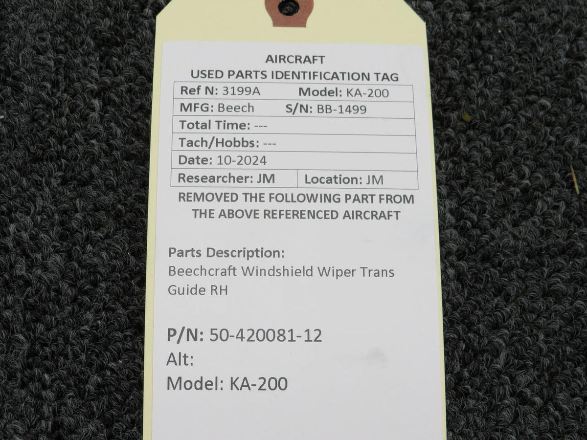 Beechcraft Parts 50-420081-12 Beechcraft KA-200 Windshield Wiper Trans Guide RH