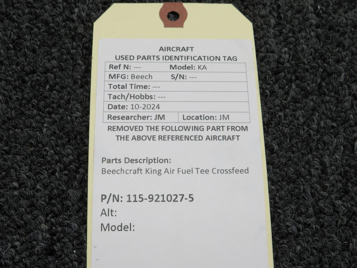Beechcraft Parts 115-921027-5 Beechcraft King Air Fuel Tee Crossfeed