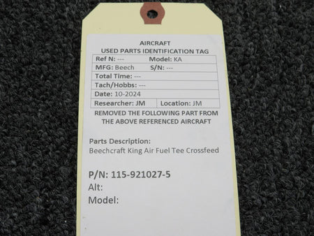 Beechcraft Parts 115-921027-5 Beechcraft King Air Fuel Tee Crossfeed