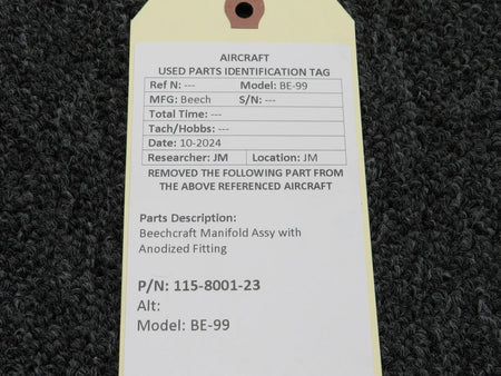 Beechcraft Parts 115-8001-23 Beechcraft BE-99 Manifold Assembly with Anodized Fitting