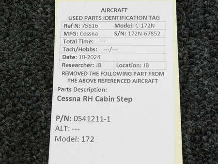 Cessna Aircraft Parts 0541211-1 Cessna 172 RH Cabin Step