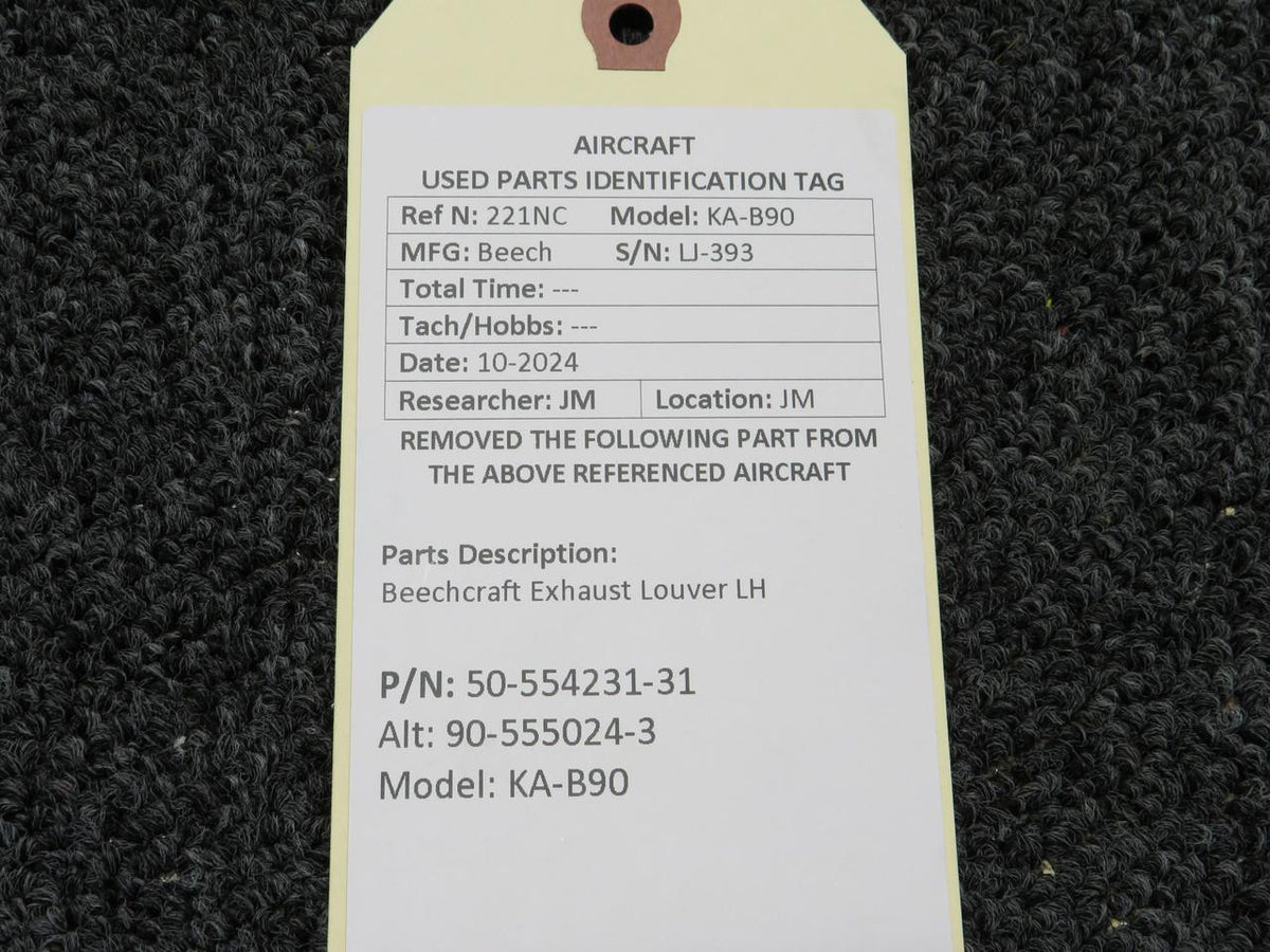Beechcraft Parts 50-554231-31 (Use: 90-555024-3) Beechcraft KA-B90 Exhaust Louver LH