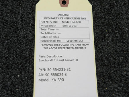 Beechcraft Parts 50-554231-31 (Use: 90-555024-3) Beechcraft KA-B90 Exhaust Louver LH