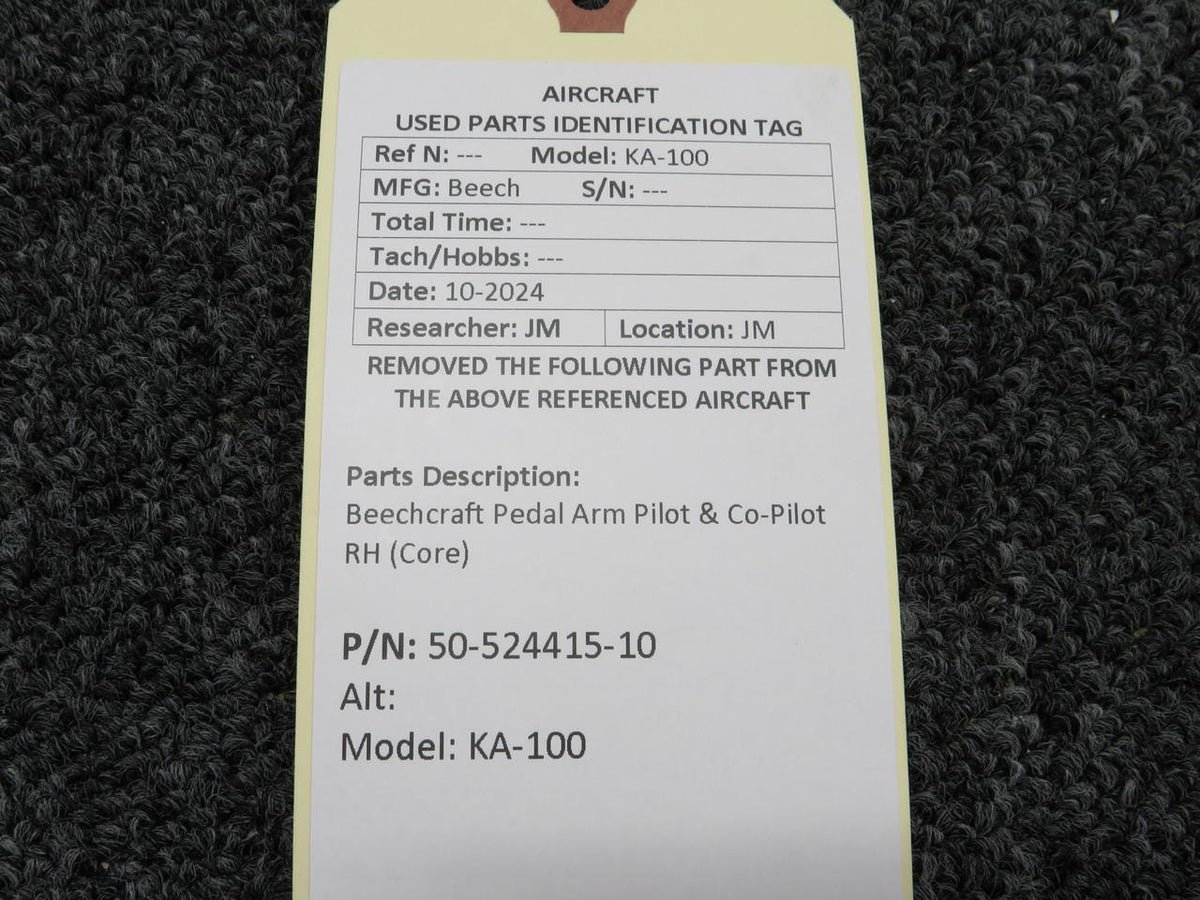 Beechcraft Parts 50-524415-10 Beechcraft KA-100 Pedal Arm Pilot & Co-Pilot RH (Core)