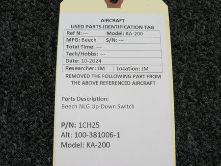 Beechcraft Parts 1CH25 (Alt: 100-381006-1) Beech KA-200 NLG Up-Down Switch