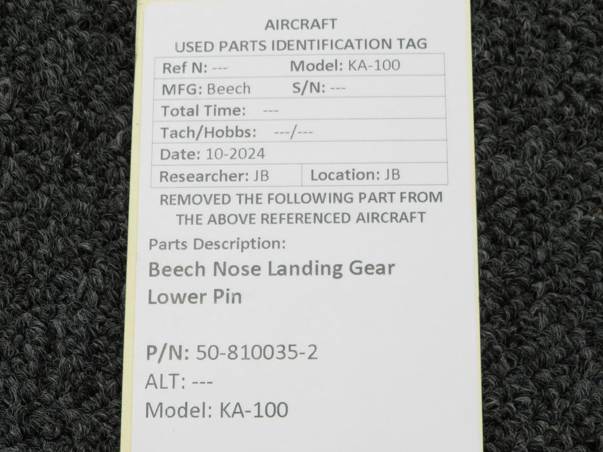 Beechcraft Parts 50-810035-2 Beech KA-100 Nose Landing Gear Lower Pin