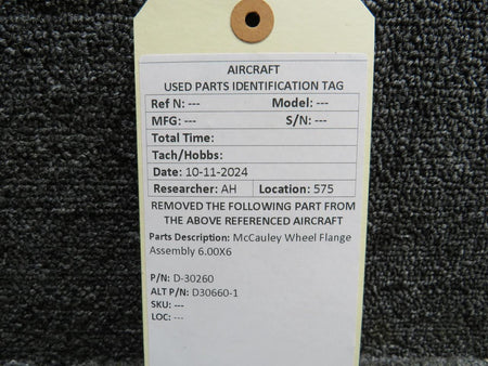McCauley D-30260 (Use:D30660-1) McCauley Wheel Flange Assembly 6.00-6