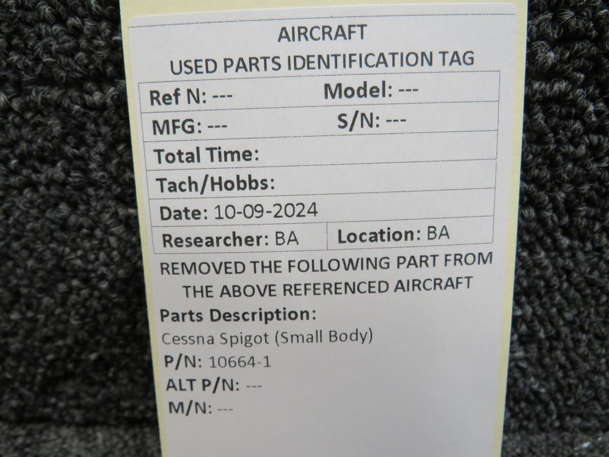 Cessna Aircraft Parts 10664-1 Cessna Spigot (Small Body) (New Old Stock)